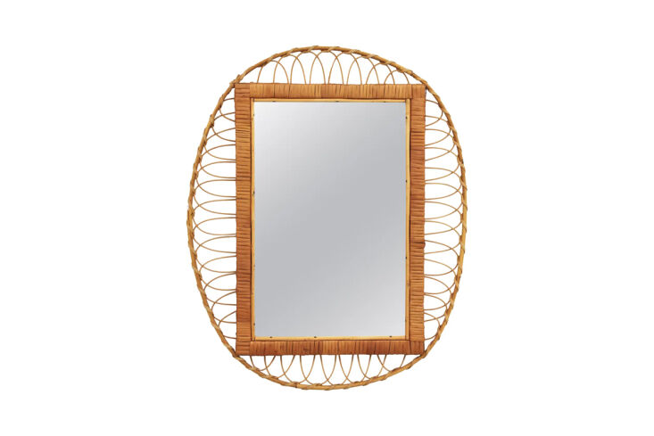 source a french rattan oval mirror, circa \1960s from \1stdibs for \$\1,\280.4\ 31