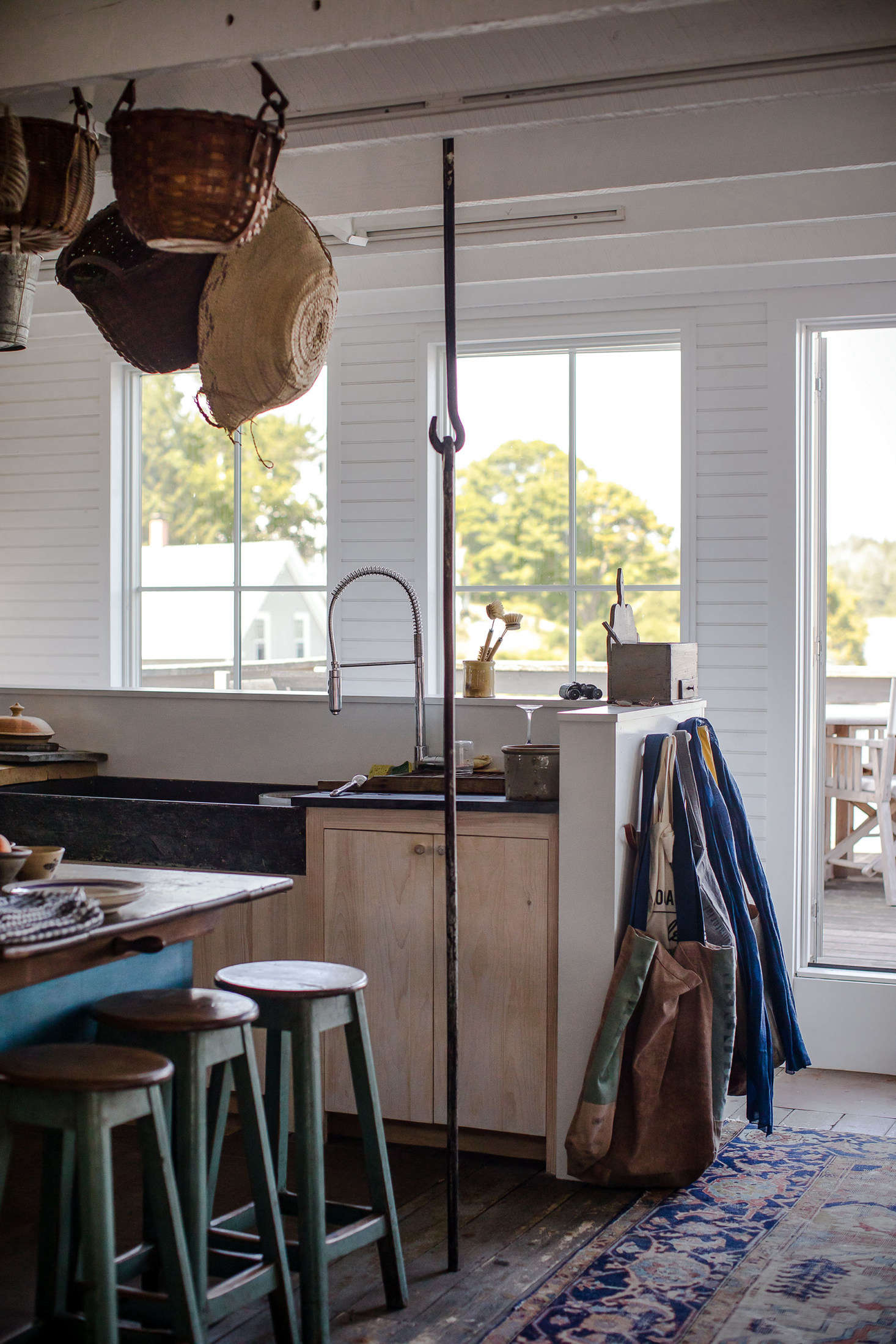 A wonderful historic detail: iron support hooks enhance the rustic feel.
