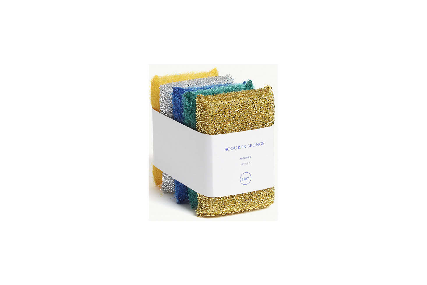 Hay makes Metallic Scourer Sponges in range of tones exclusively for Selfridges; £8 for a set of five.