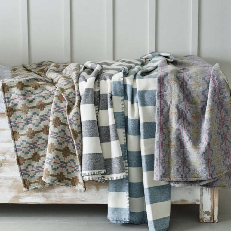 Welsh Coast Traditional Wool Blankets in Unexpected Palettes from
