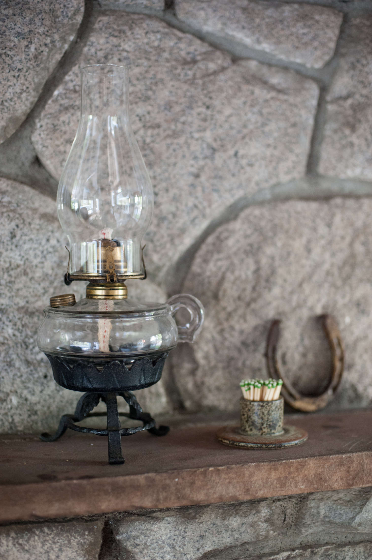 The kerosene lamp was a housewarming gift from a friend who picked it up on a visit home to Michigan: 