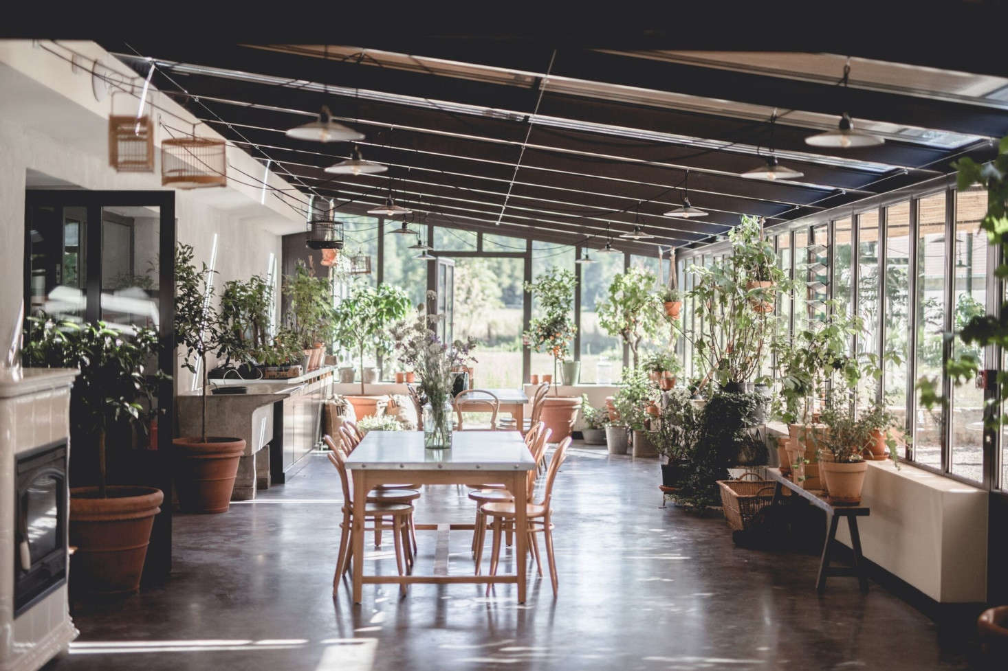 The restaurant is set in a conservatory.