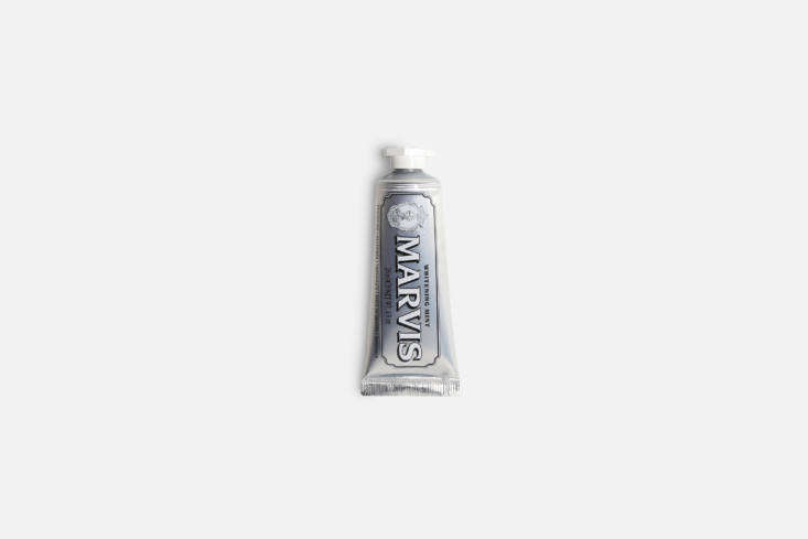 a tiny travel size tube of marvis whitening mint toothpaste is available on ama 23