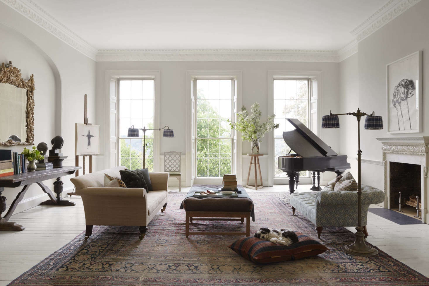Stretching the length of the second floor, the sitting room had to be resurrected from a library 