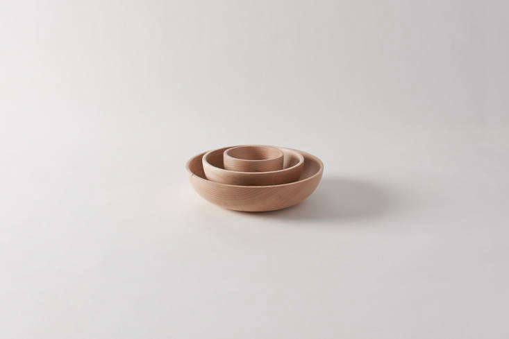 from designer silvia song, the nested maple bowls start at \$\149 at march. 27