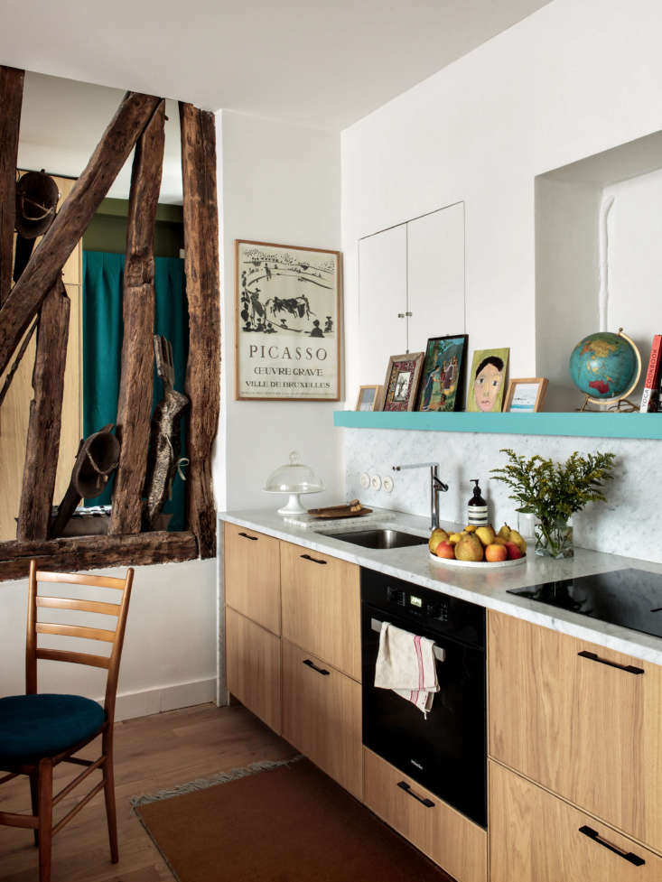 the kitchen is composed of ikea ekestad cabinets that hermand customized with a 20