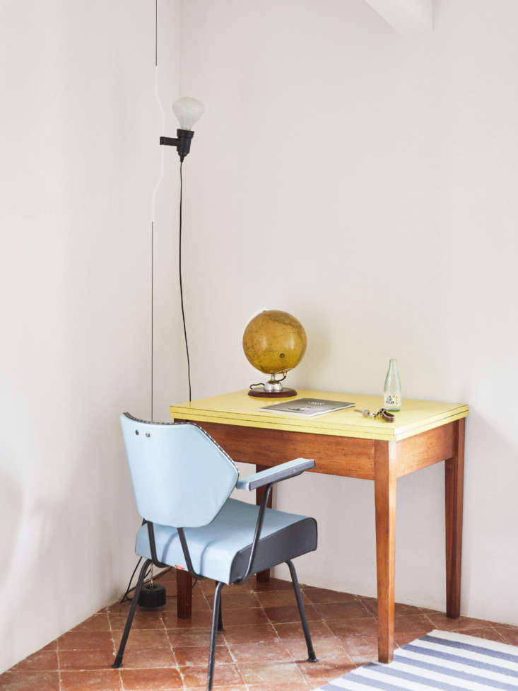 the desk is a vintage \1960’s piece from lannion in brittany, and the ch 27