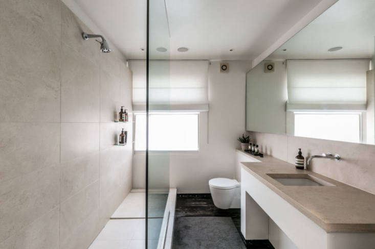 a narrow bathroom on this floor means no room for a soaking tub. instead, a lim 29