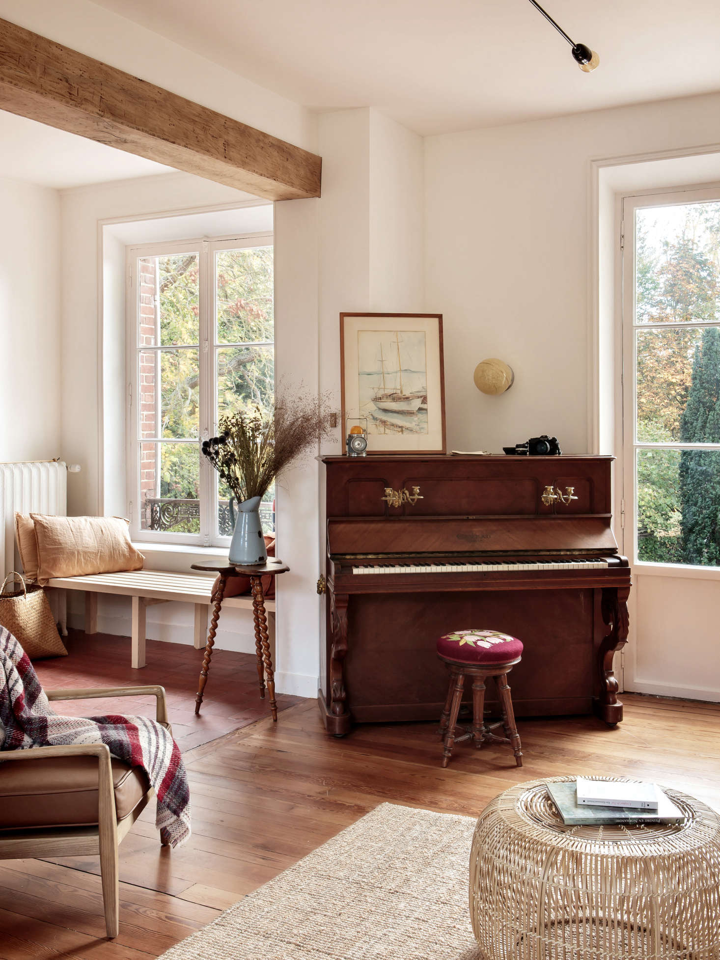 The house had been last occupied in the 70s and was left furnished. Feilders kept the best pieces, including this piano, a 0-year-old Gabriel Gavreau (