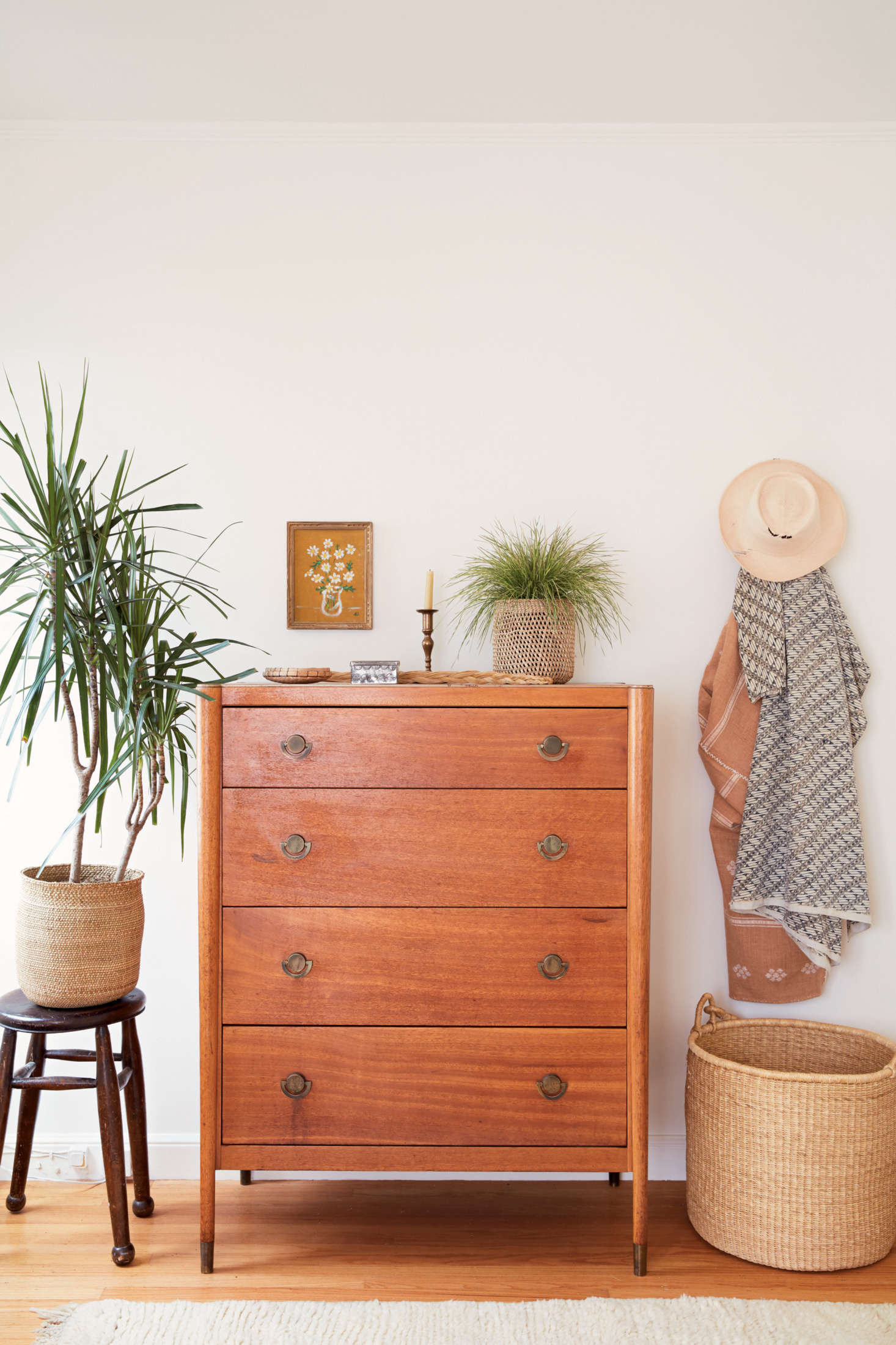 From the section on Nesting: a meditation on how, and from where, to source furniture, like this dresser, recently found at a flea market. It
