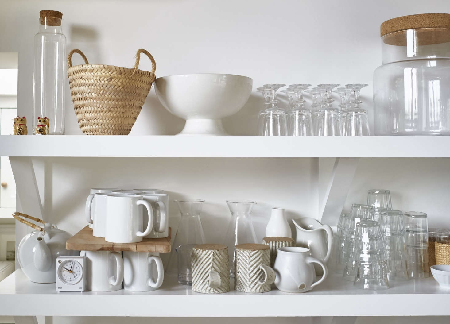 Open shelves display Pearson