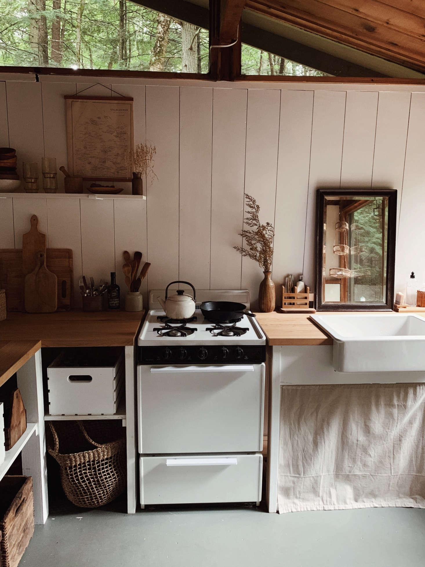 The simply-fitted kitchen belies how hard-working it has to be to account for the lack of running water and electricity. (Note: no faucet, no fridge.)