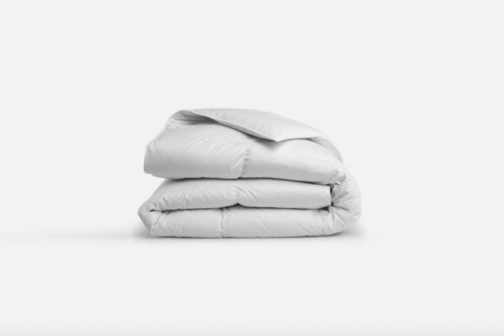 the brooklinen down alternative comforter, though poly fill, is made with shave 21