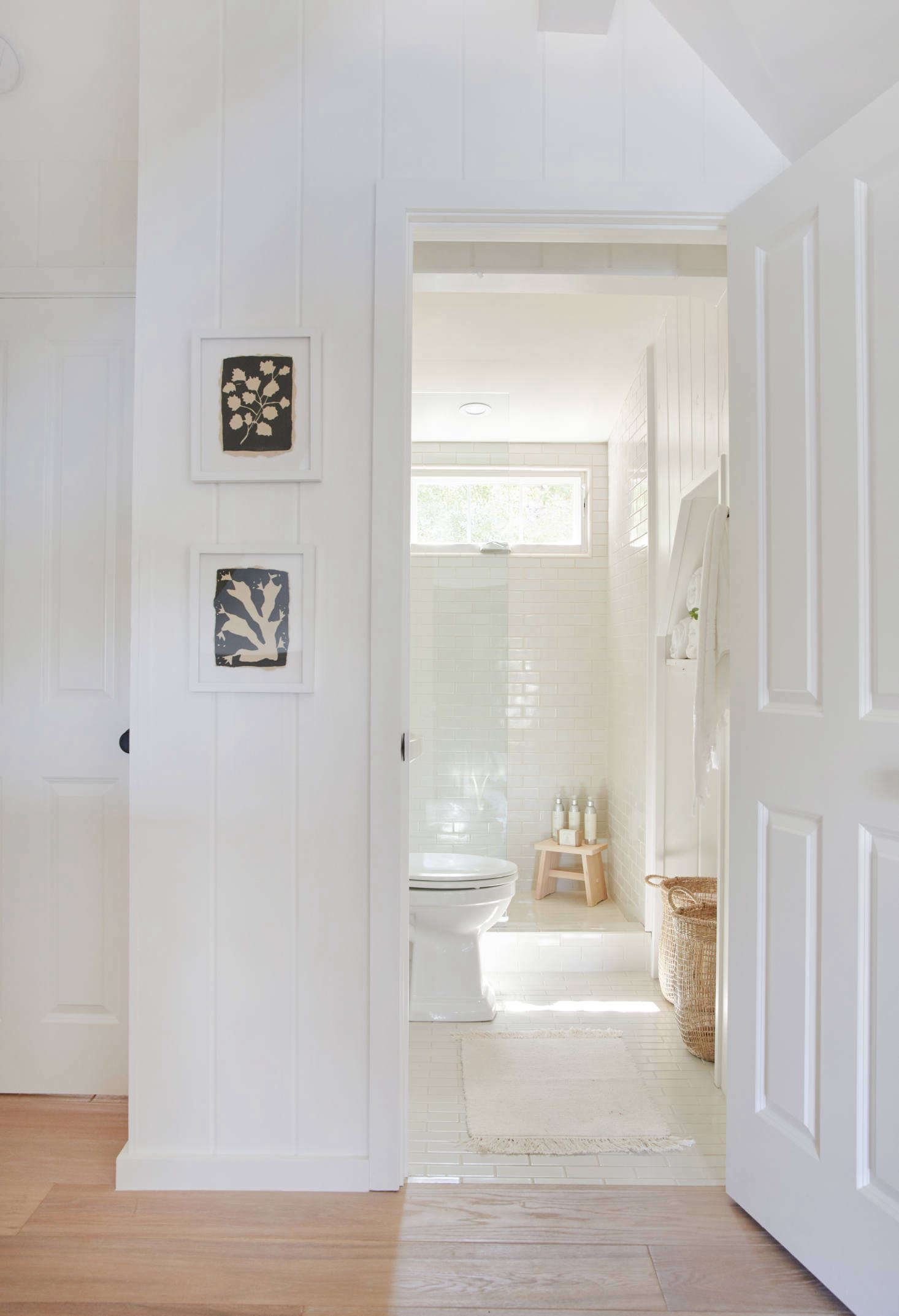 In this and many of the bathrooms, dingy tile was replaced with Heath Ceramics