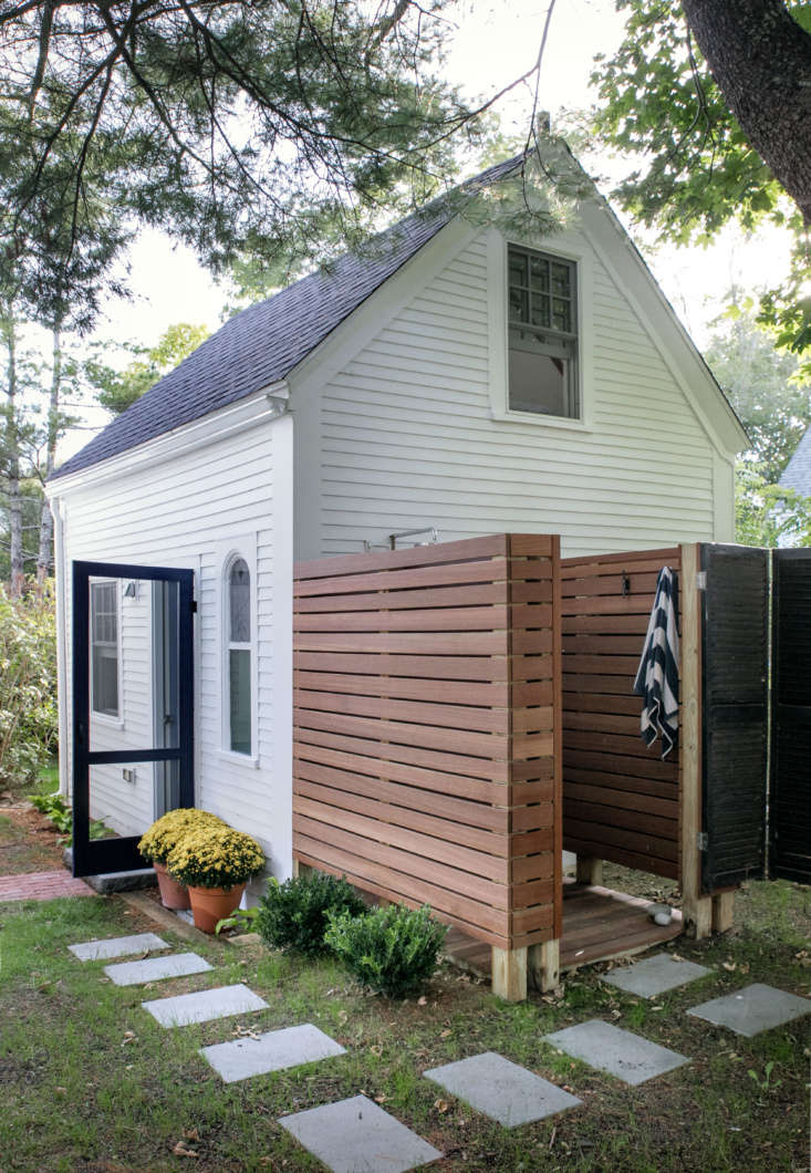 wellfleet guest house exterior with shower