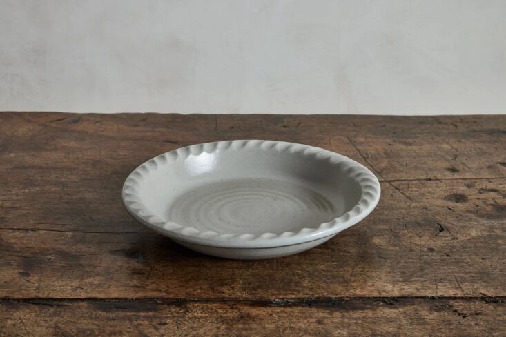 above the agrarian pie dish in stone by farmhouse pottery is a handmade and sli 26