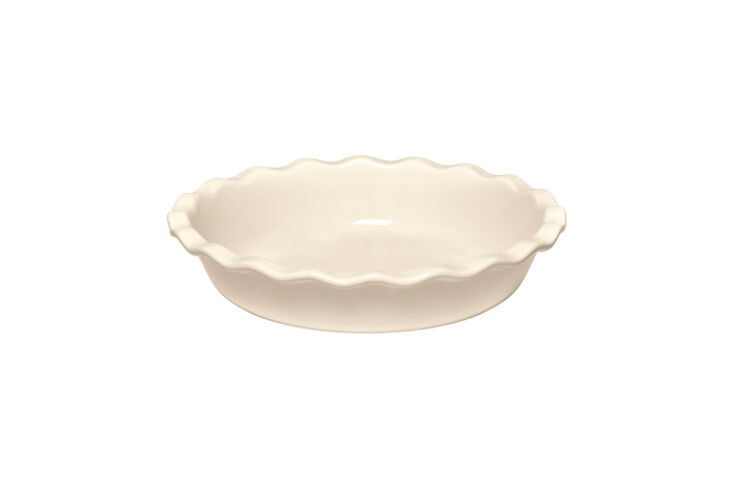the emile henry pie dish comes in clay (shown), flour, and burgundy; it\ 19