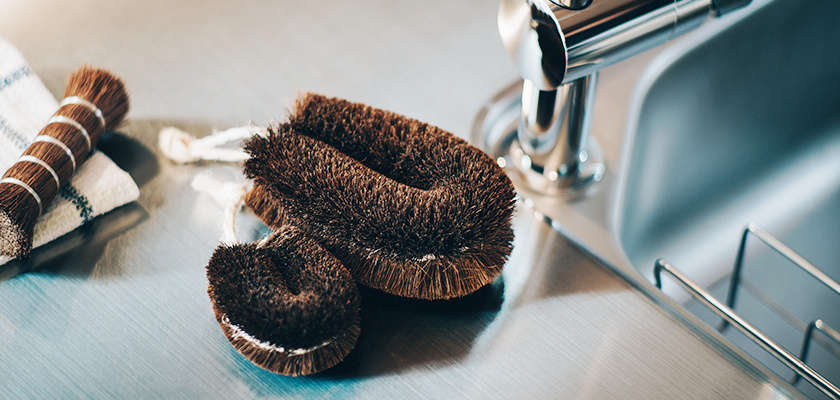 Above R: The Tawashi Scrub Brush (R) is $ from Housework.