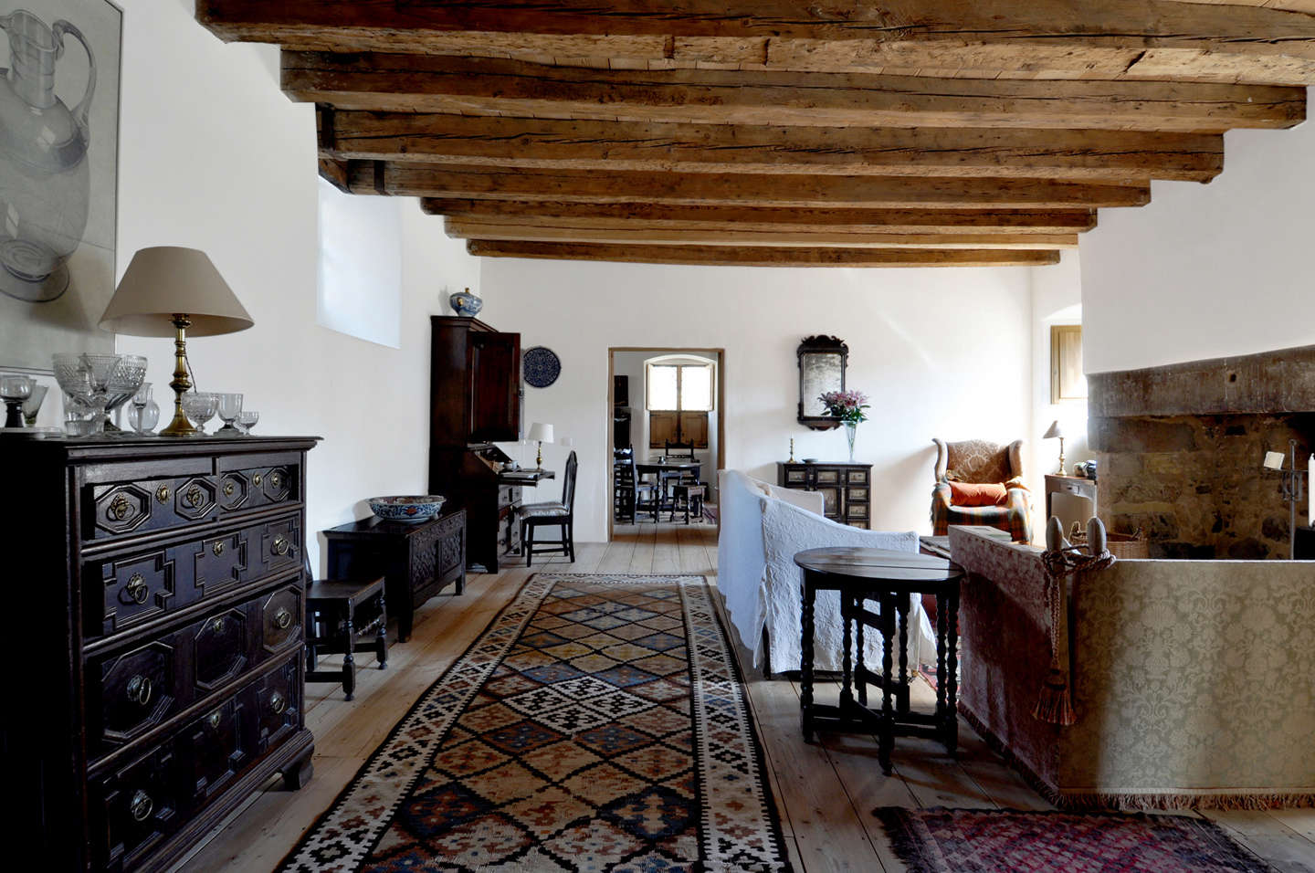 Kristin decorated the home with mostly family heirlooms and antique pieces bought at auctions, but she wasn
