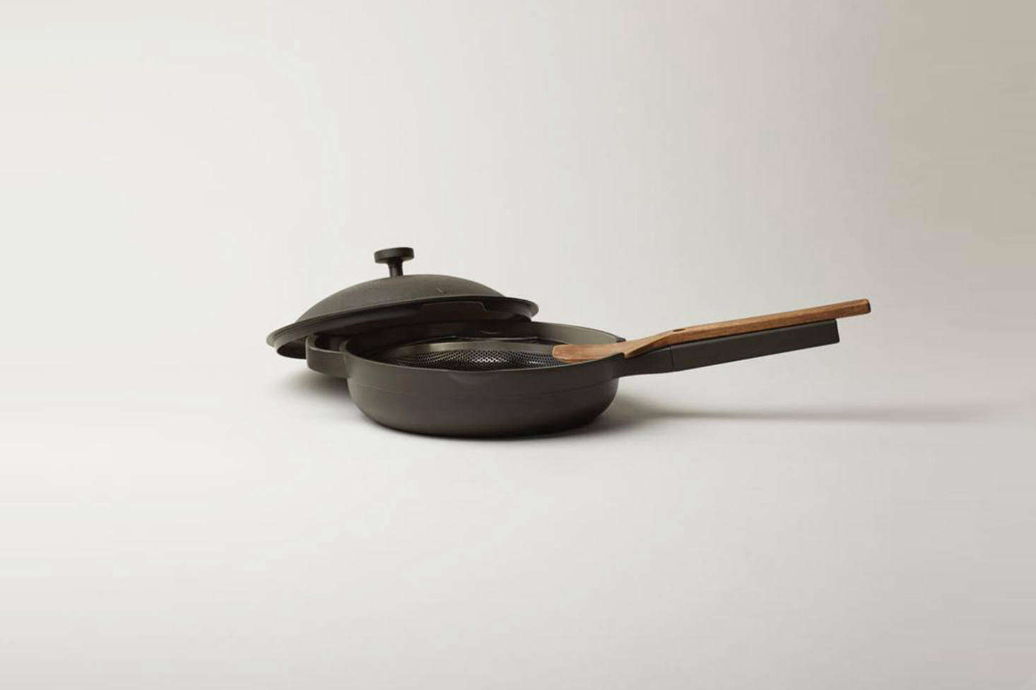 The Always Pan from new Los Angeles-based brand Our Place is appealing for its looks and all-in-one cooking capability. It is non-stick but coated with, as the company says, a “responsible PTFE- and PFAS-free non-stick ceramic coating.” The core of the pan is made of heavy aluminum but as it’s coated with a thin ceramic coating, no aluminum comes into contact with food. The Always Pan is $5 at Our Place.