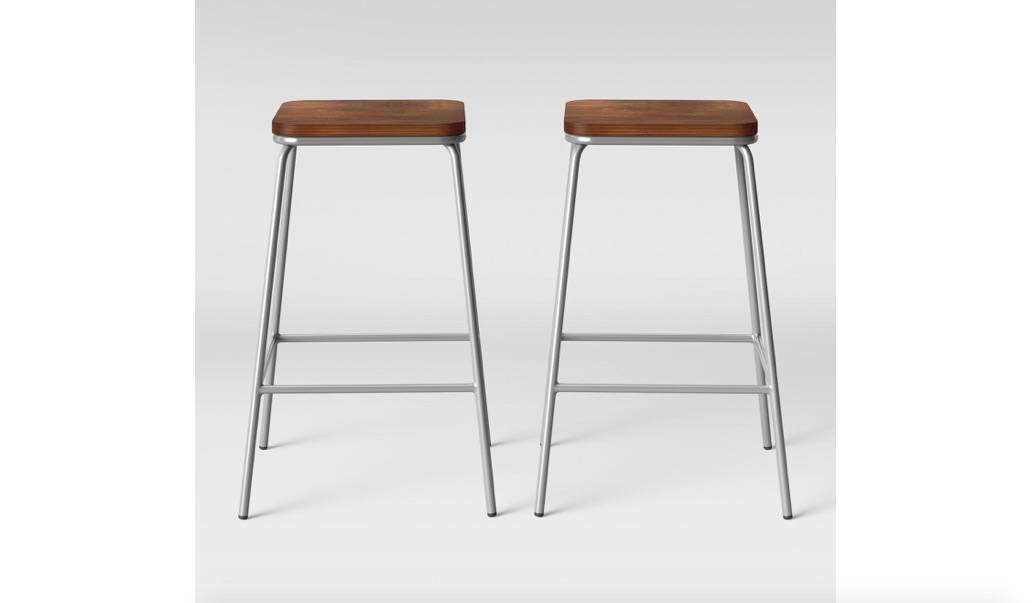 The Rhodes Metal and Wood Seat Square Counter Stool by Project 6
