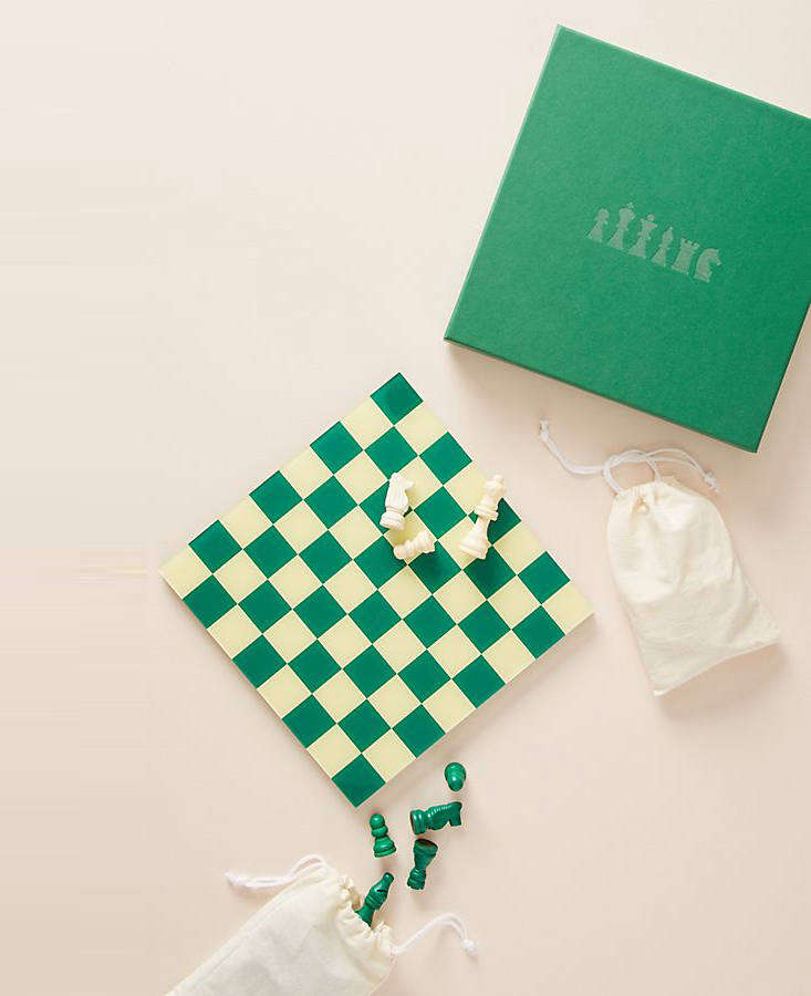 another pick by printworks (a new favorite): the charming green chess set, 20