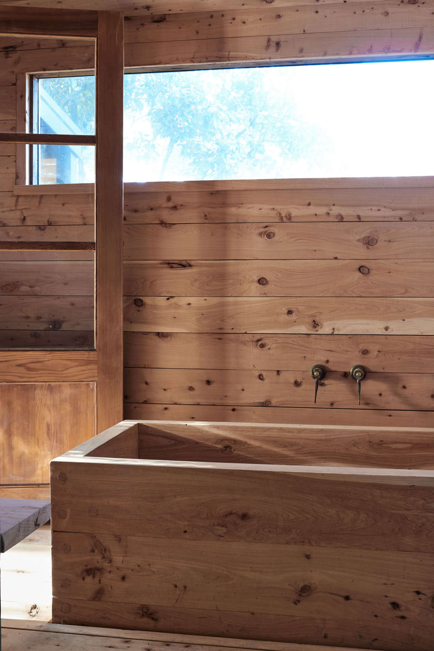 The Japanese bath occupies what had been a dilapidated shed attached to the cabin. 