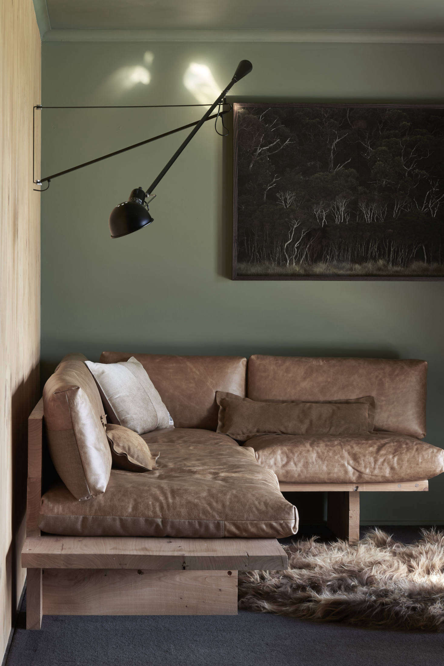 The photograph over the sofa is of Wilsons Prom, the national park down the road—it (and all of the cabin photos) were taken by Andrea