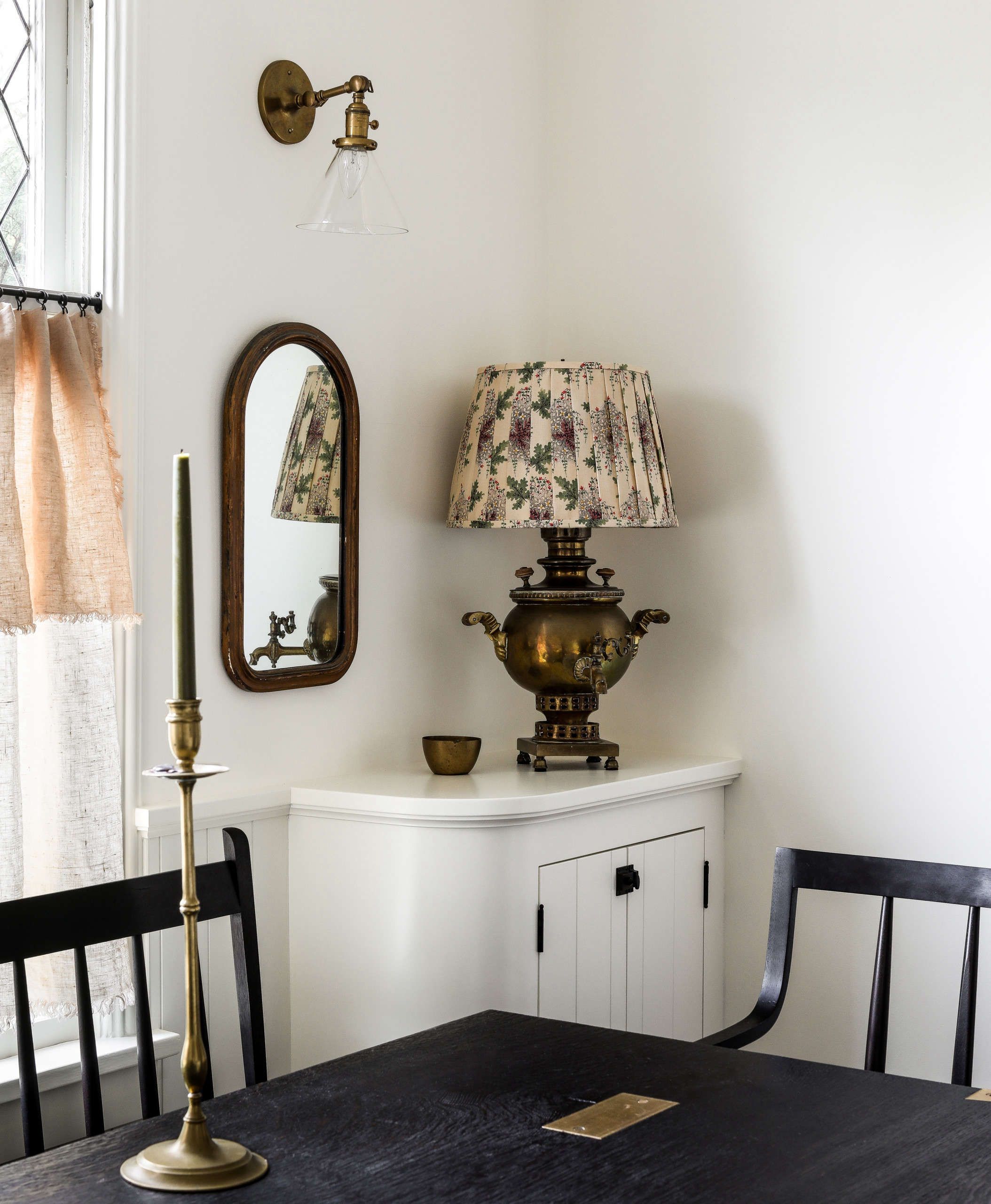 The built-in corner cabinet is a new addition—