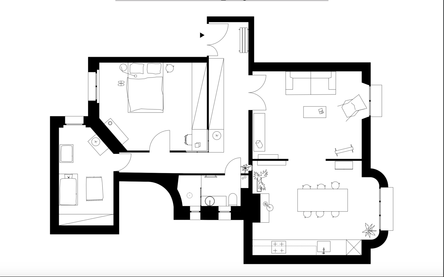 The new floor plan—775 square feet in total—has a more logical flow, with the living room and kitchen/dining area linked and the bedrooms side by side in the back. The architects gained more space for the tiny bath by reducing the hallway a bit and sealing the door between it and the dining room. The construction took three and a half months.