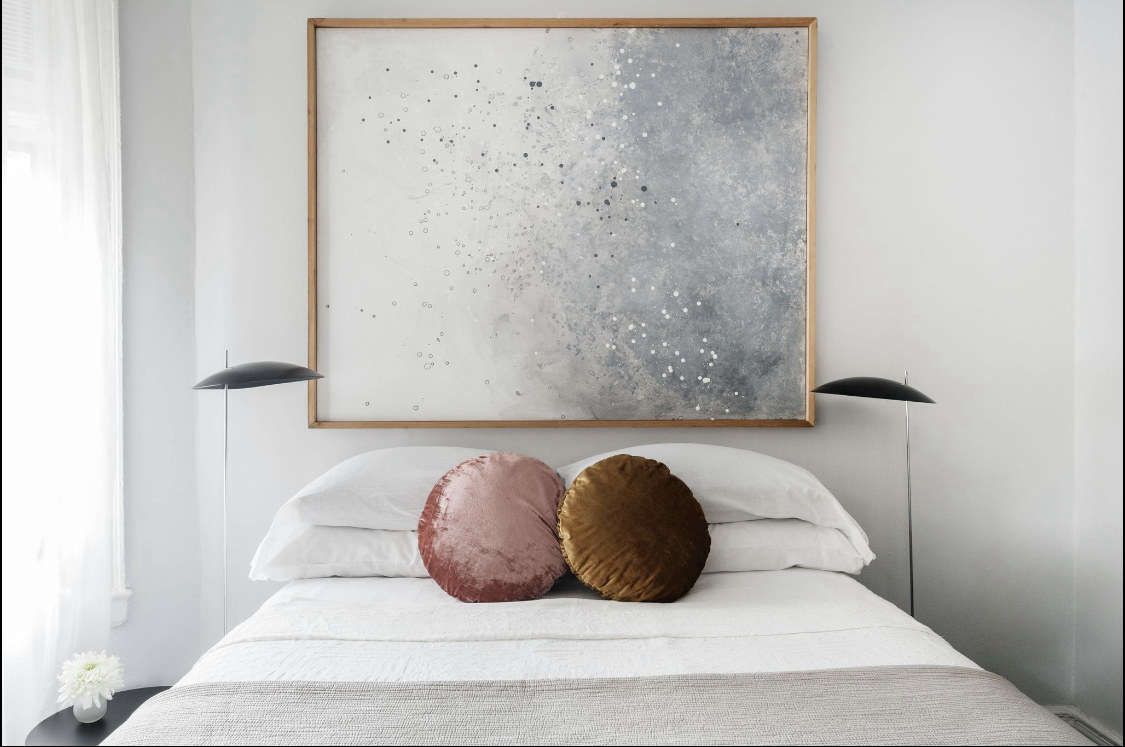 The round velvet pillows are from West Elm.