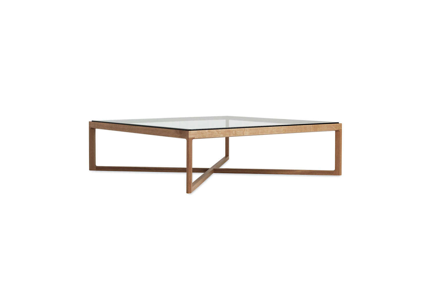 The Knoll Krusin Coffee Table designed by Marc Krusin comes in glass top with four options for a base; $data-src=