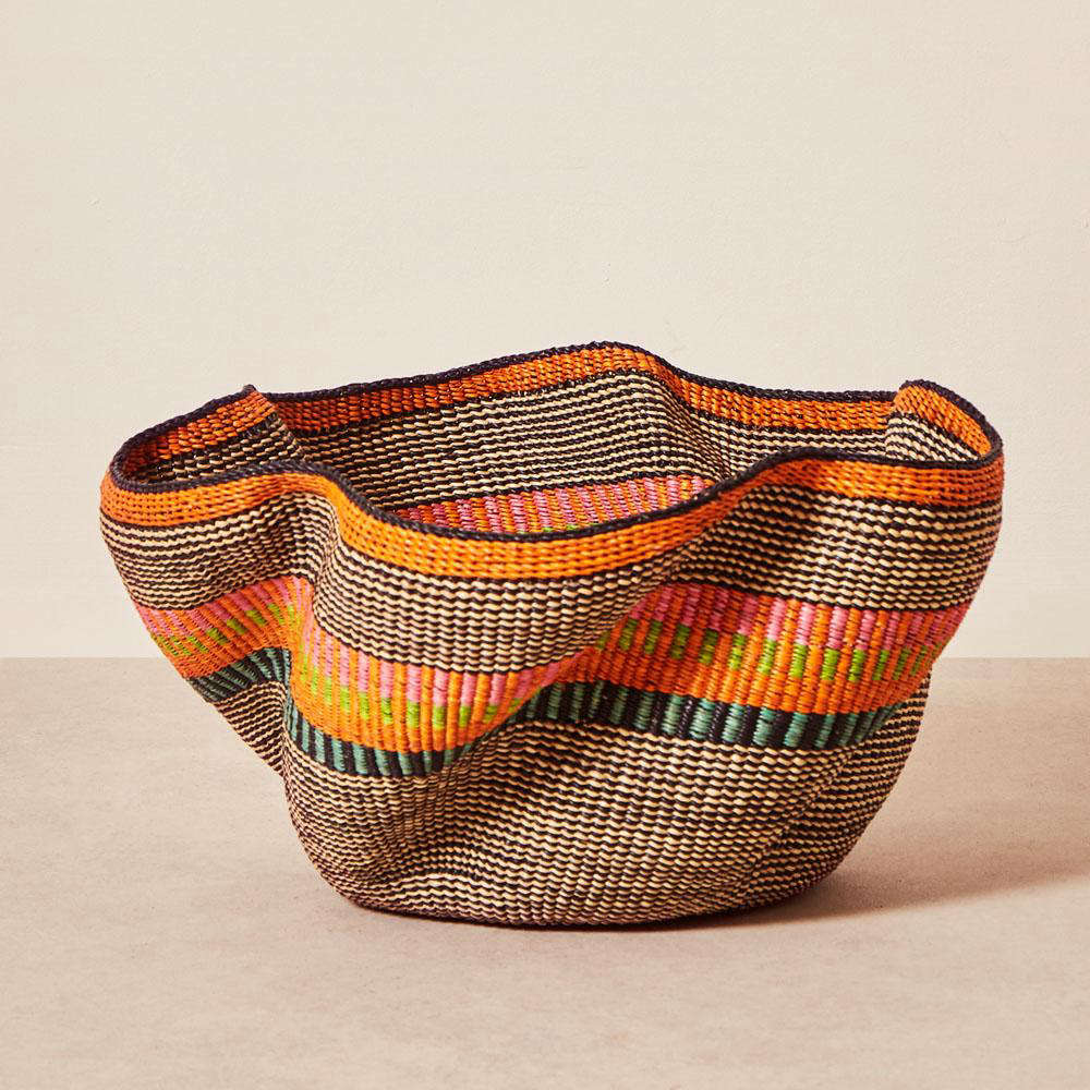 The Pakurigo Basket by Baba Tree ($0) is woven from palms by Ghanaian artists, with a wave-like design that’s a mark of expert weaving. Each basket is unique.