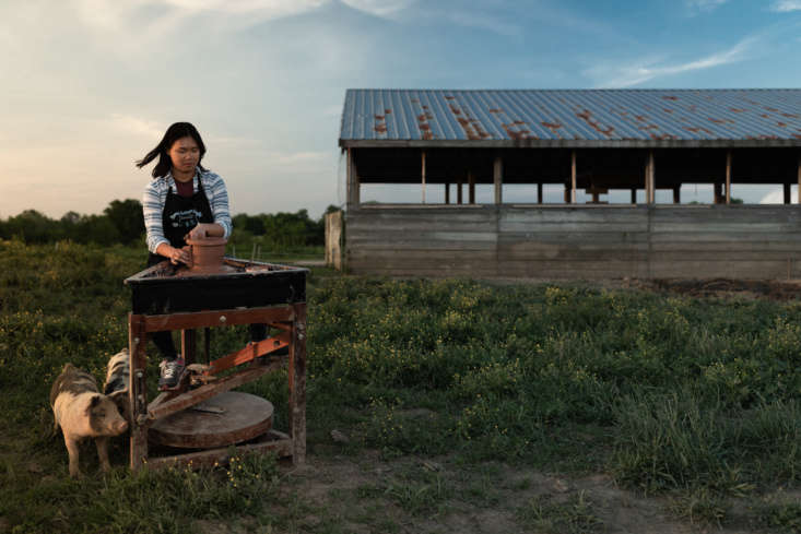 geena ahn operates a pedal potter&#8\2\17;s wheel on the school farm. 22