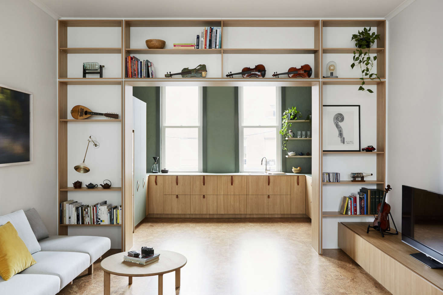 The eco-friendly cork flooring is from Market Timber.