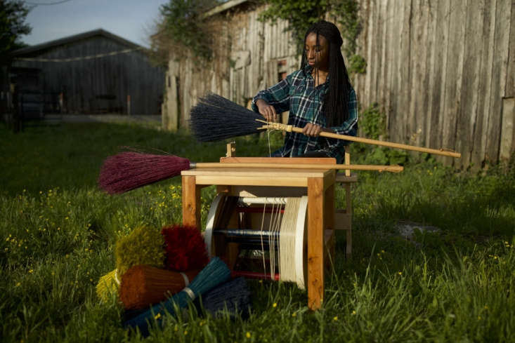 jocelyn oats weaves a shaker braid broom, \$55. there are \1\2 varieties of bro 17