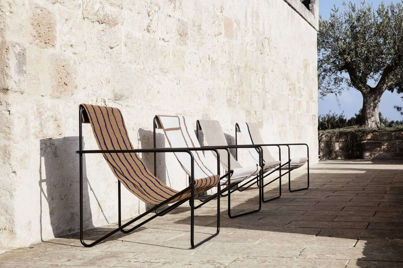 The chairs are available in a choice of covers, including stripes and solids.