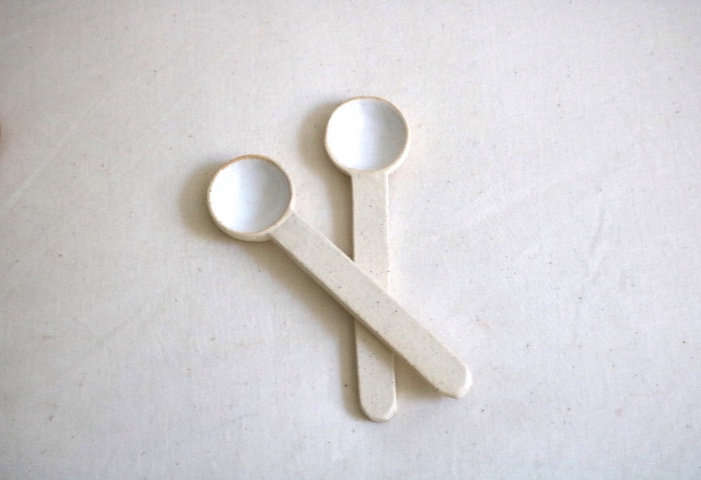 handmade by chicago ceramicist melissa j. chin, these salt spoons are made from 21