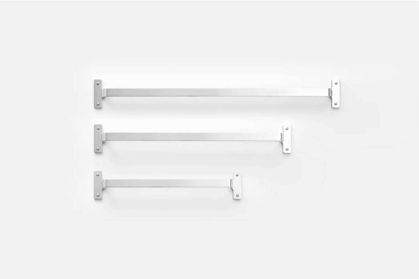 The Nicolai Towel Bar, shown in Polished Nickel, comes in three sizes starting at $9 from Schoolhouse.