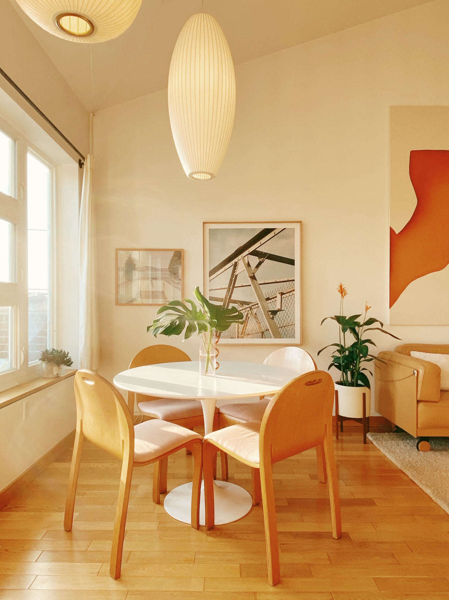 The dining chairs are by Peter Danko ($ each on eBay!): 