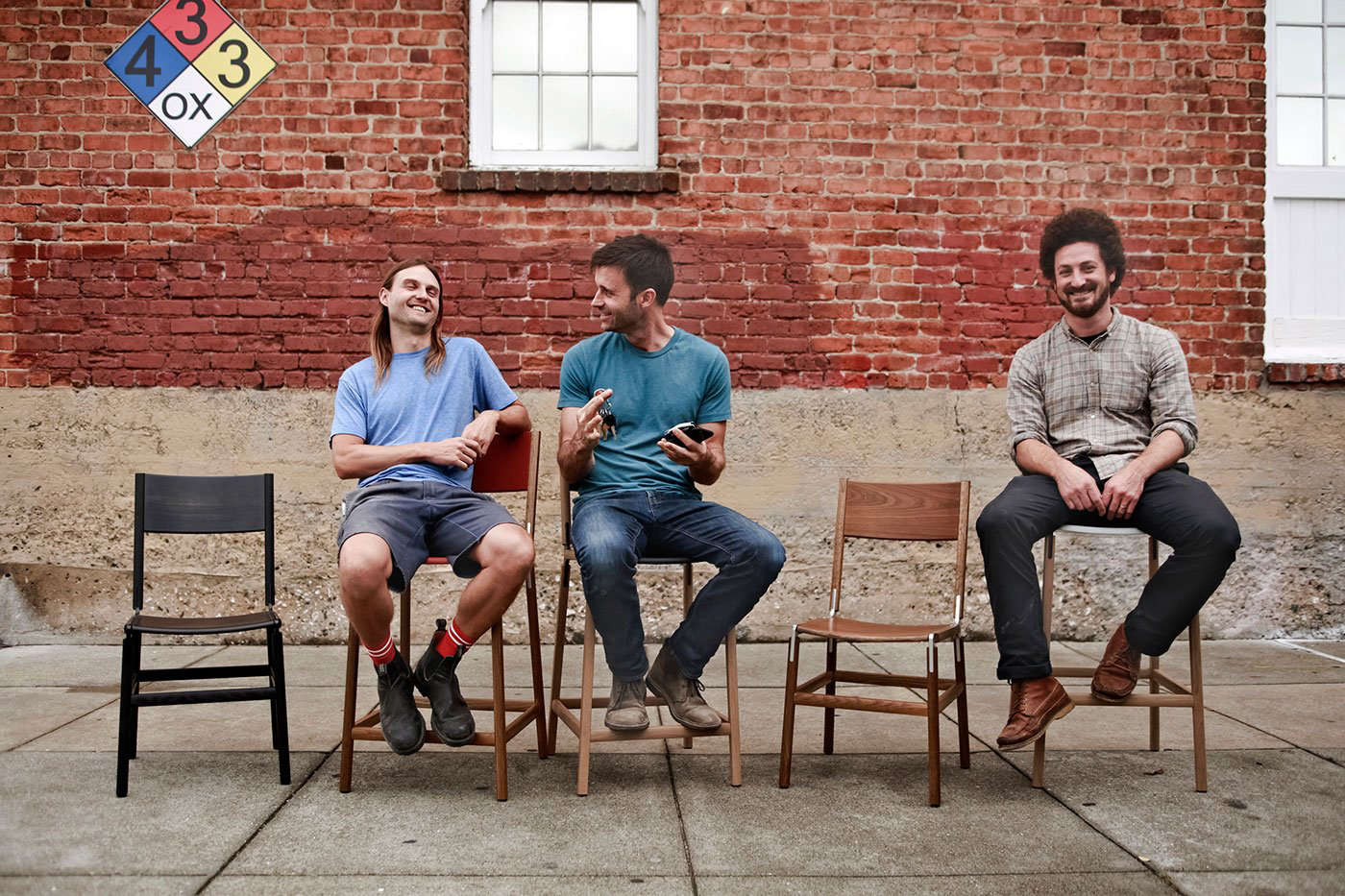 Furniture makers Fyrn outside of their San Francisco studio.
