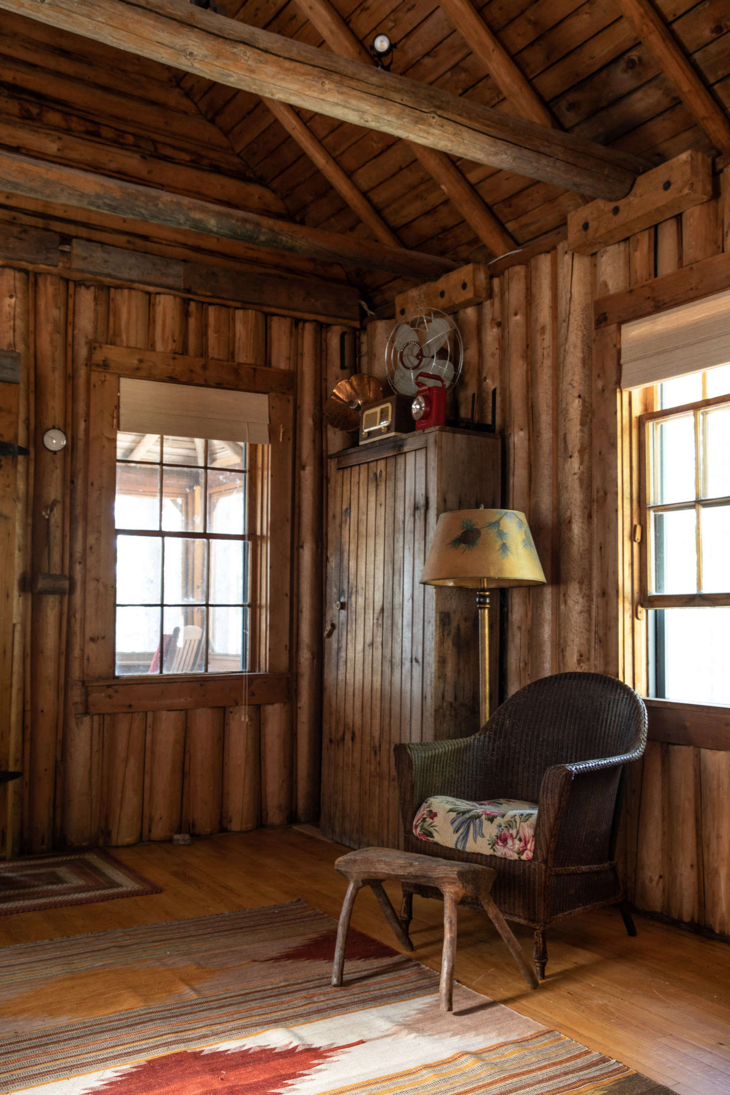 Much of the furniture in the log cabin came with the place: 