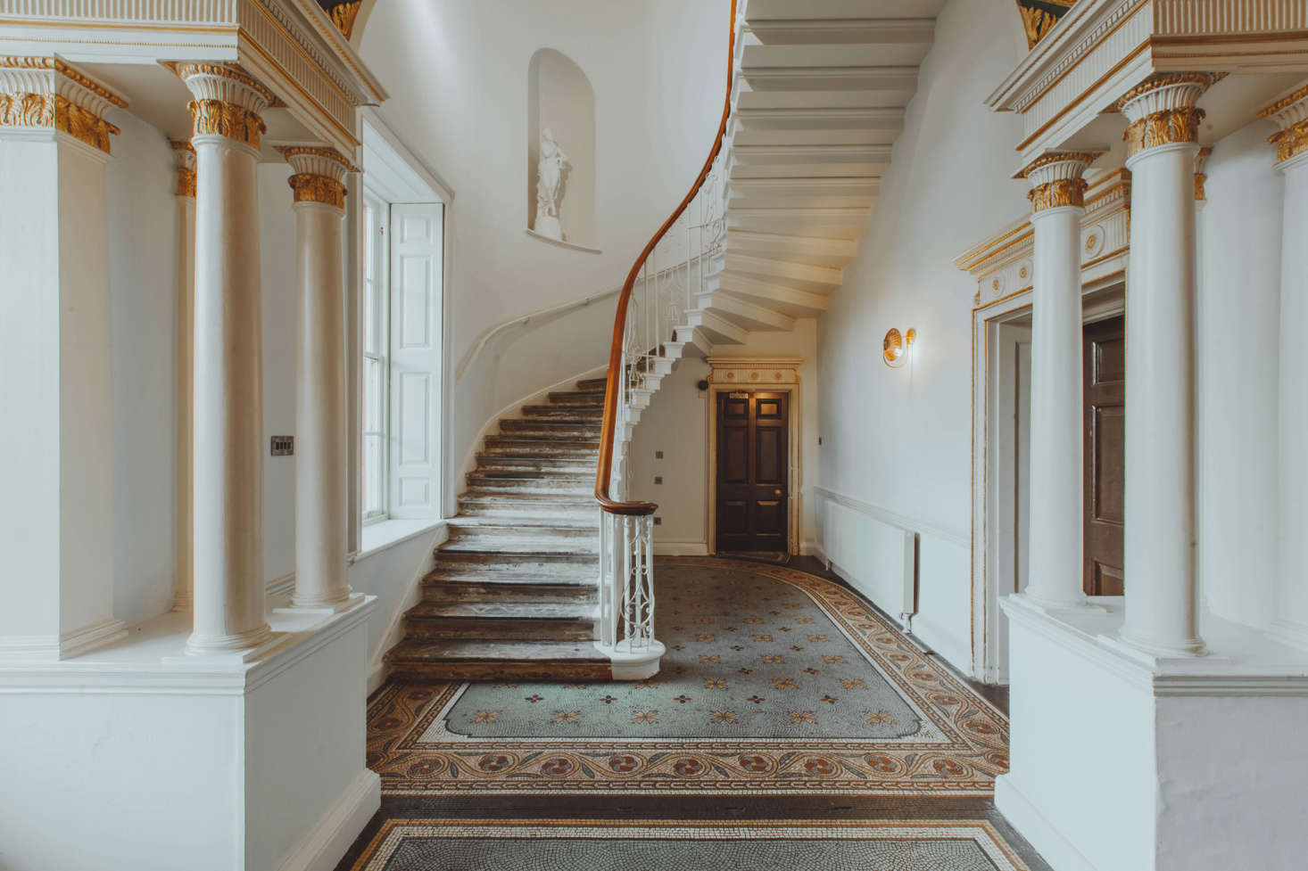 The monumental staircase was restored.