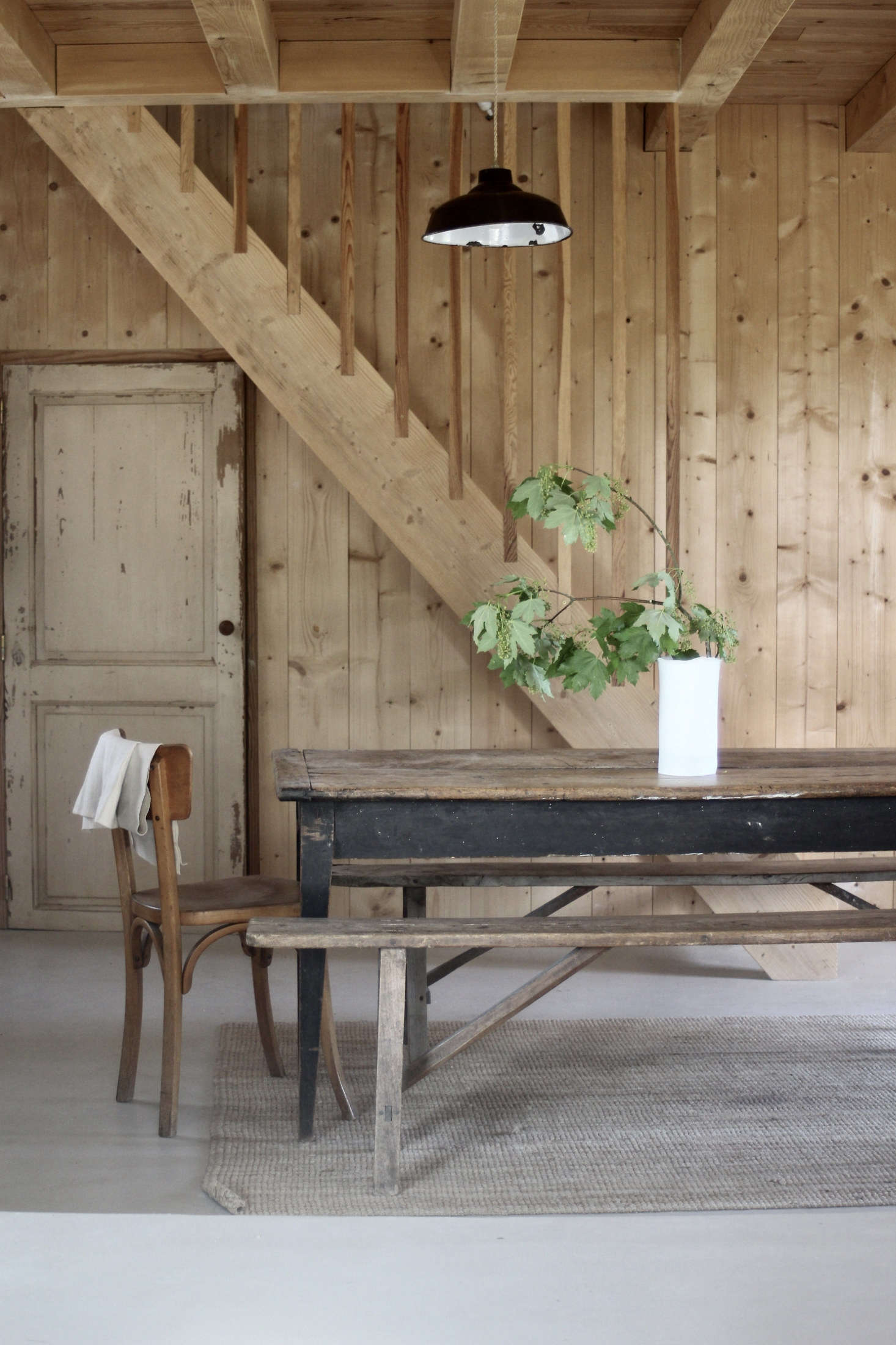 The kitchen table and door came from antiques shops. Epure