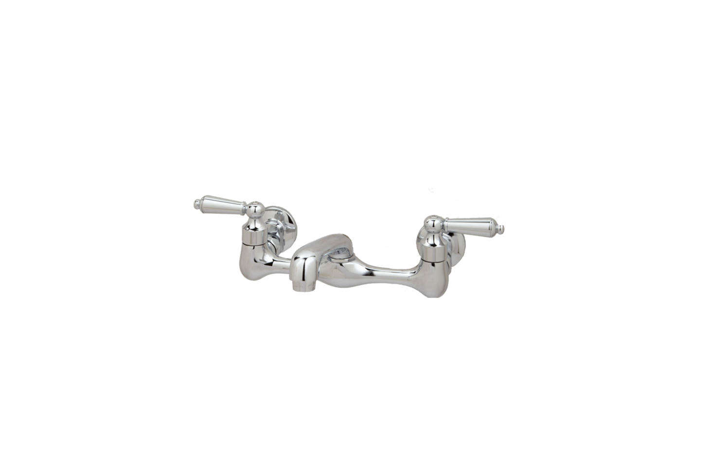 The Signature Hardware Wall-Mounted Faucet with Variable Centers in Chrome is $data-src=