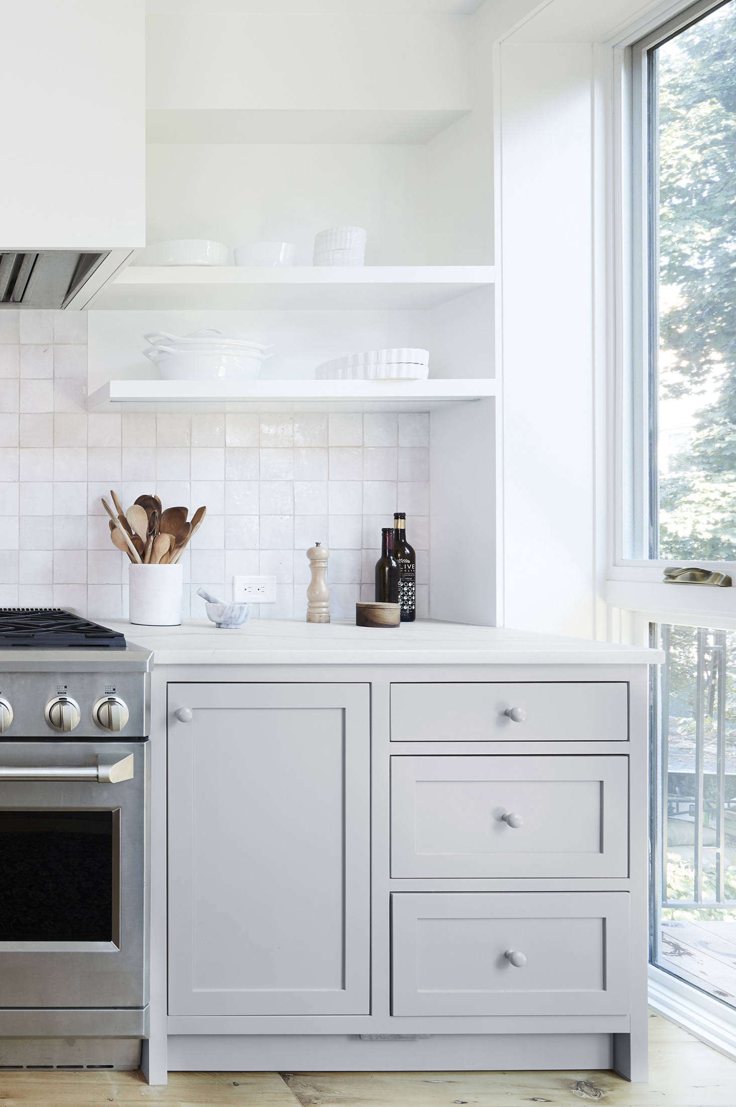 The open shelving, the owners tells us, was 