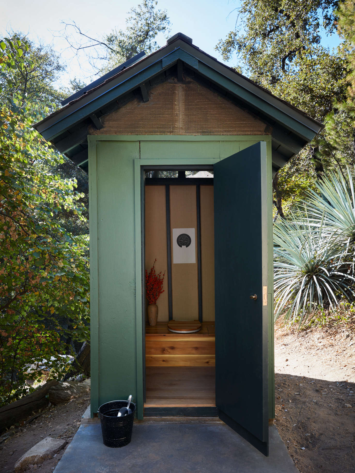 This may be the most charming outhouse with a composting toilet ever.