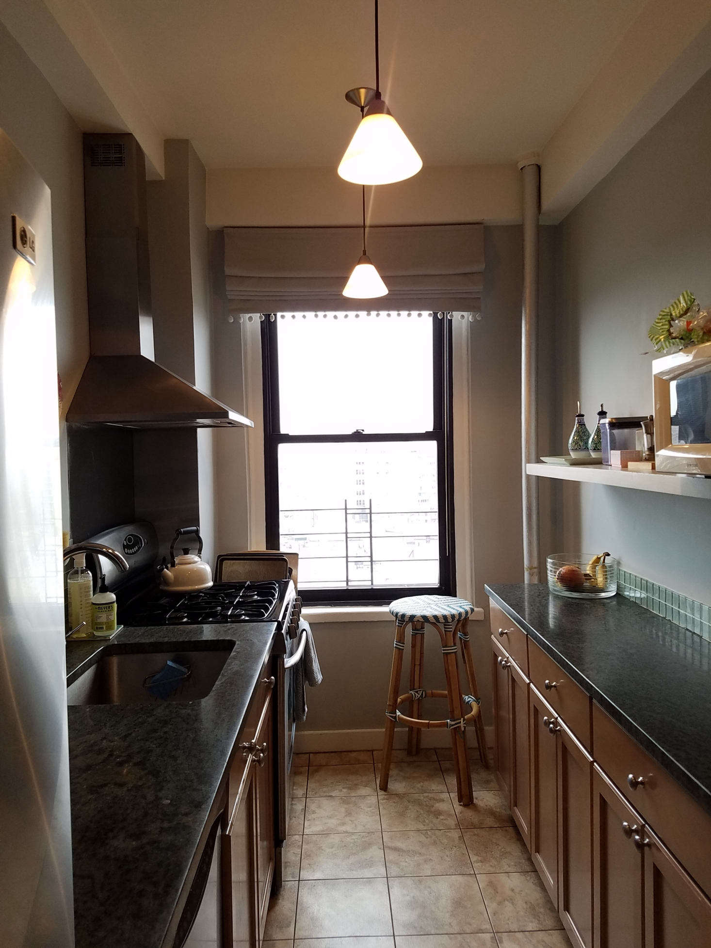 The former tight galley kitchen.