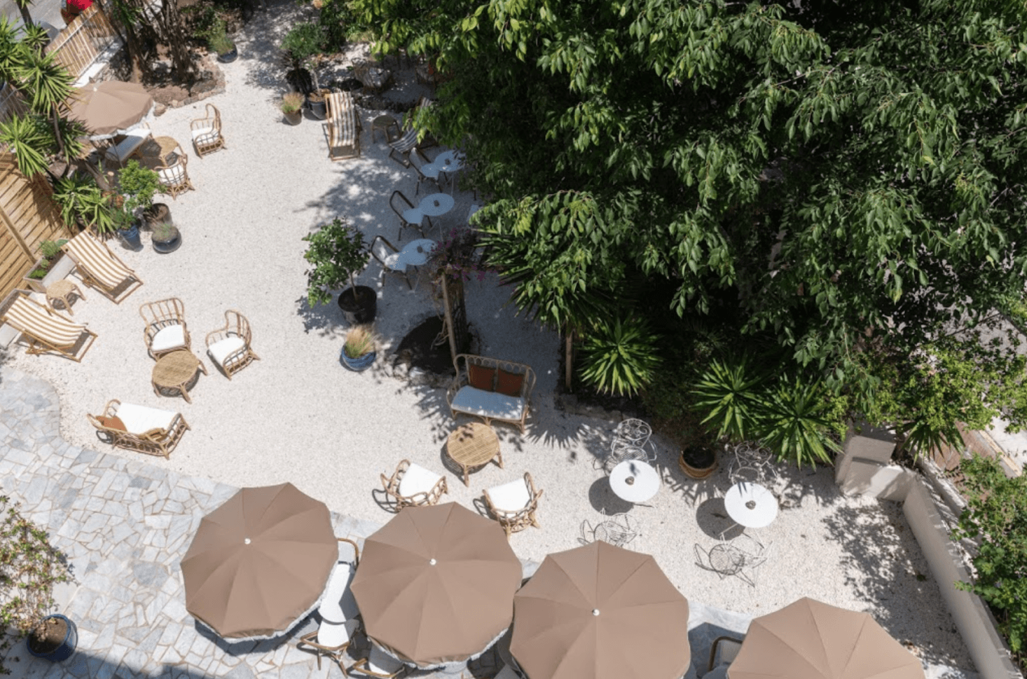 An aerial view of the terrace.