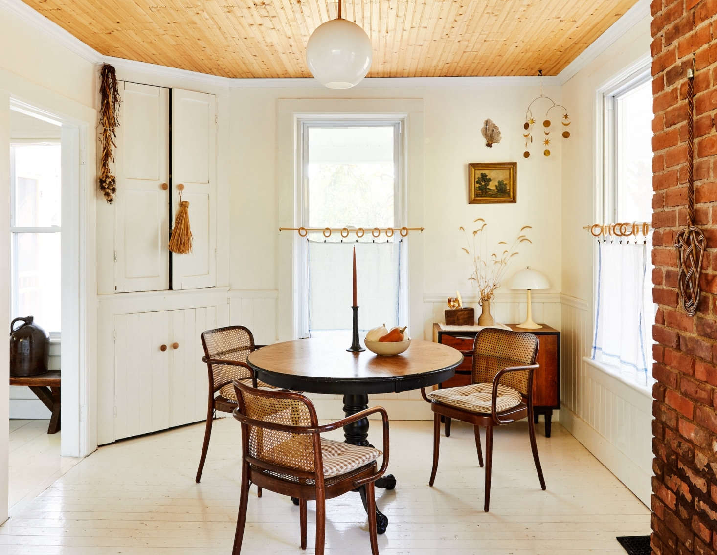 Three years ago, Jonathon and a friend painstakingly removed the acoustic ceiling tiles in the kitchen and replaced them with tongue-and-groove pine boards. 